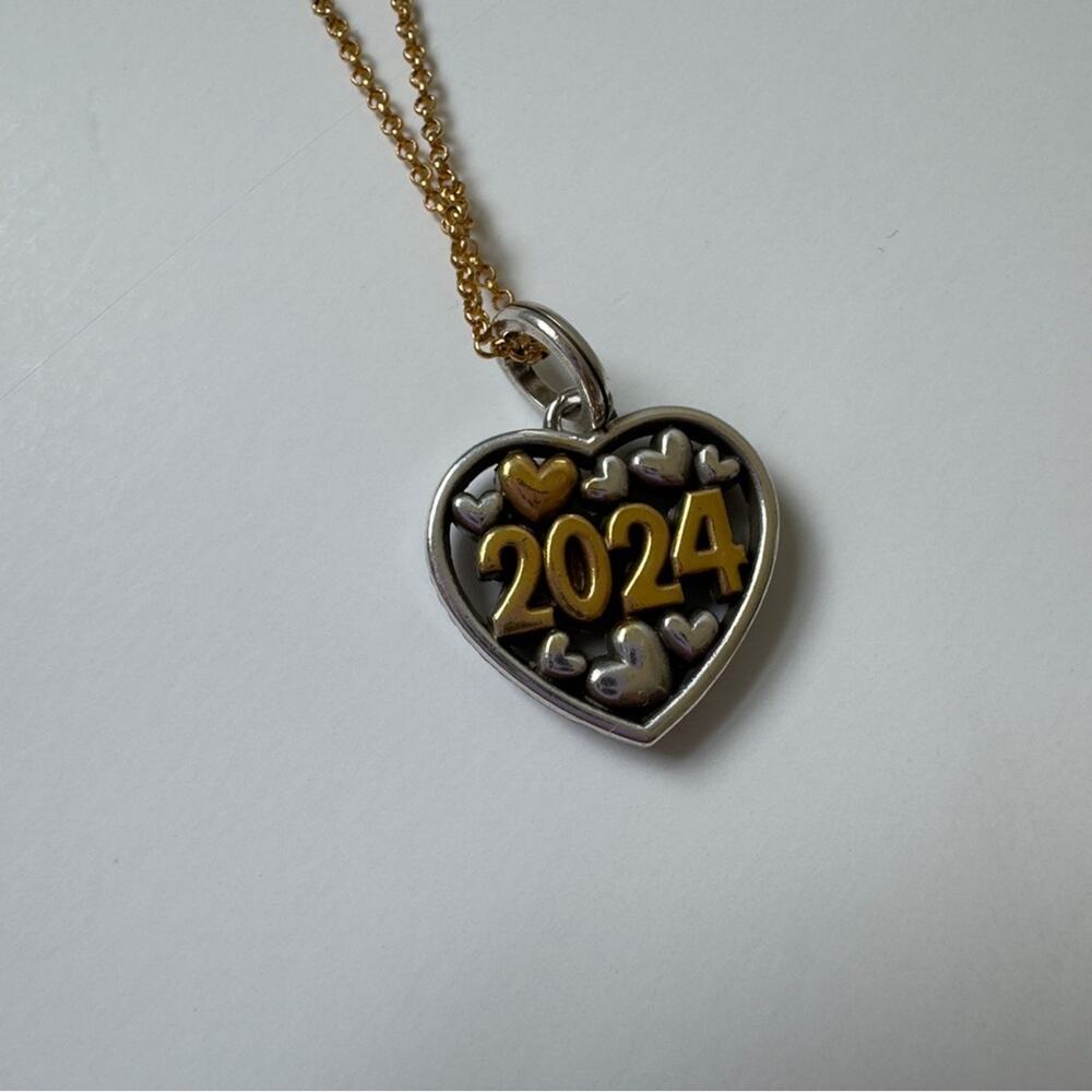 Brighton Elegant Gold & Silver Heart Pendant 2024 Necklace Chain w/ Rainbow Bag - Picture 3 of 10